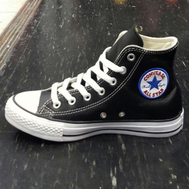 Converse Chuck Taylor All Star 荔枝皮 皮革 高筒 基本款 黑色 電繡1S581