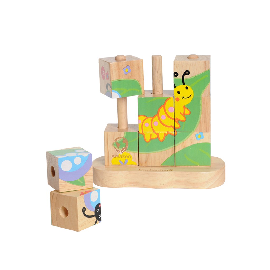 【德國EverEarth】環保成長木玩-九塊立體拼圖 積木 幼兒玩具（LAVIDA官方直營）