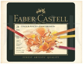 特價不用等_輝柏 Faber Castell 專家級 綠盒 (藝術家) 油性色鉛筆24色手繪本可用-110024