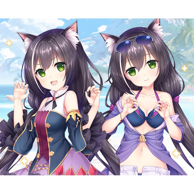 黑客優品《 超異域公主連結☆Re：Dive 》凱留 黑猫 背骨猫 可可蘿 可蘿仔 雙面 靠枕 抱枕 含枕芯