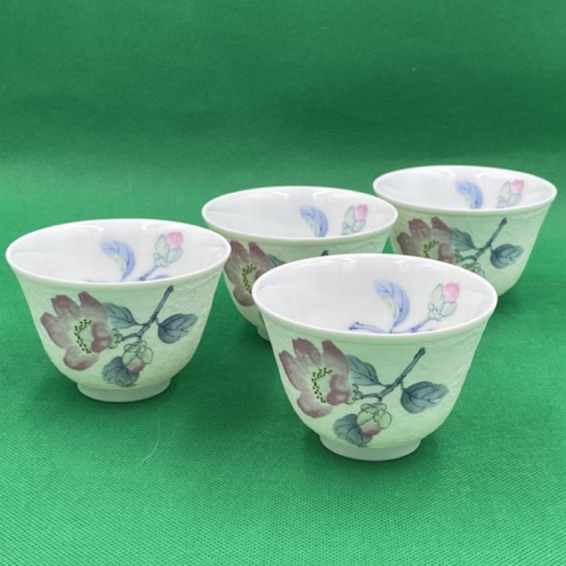 台華窯白瓷 花卉茶杯
