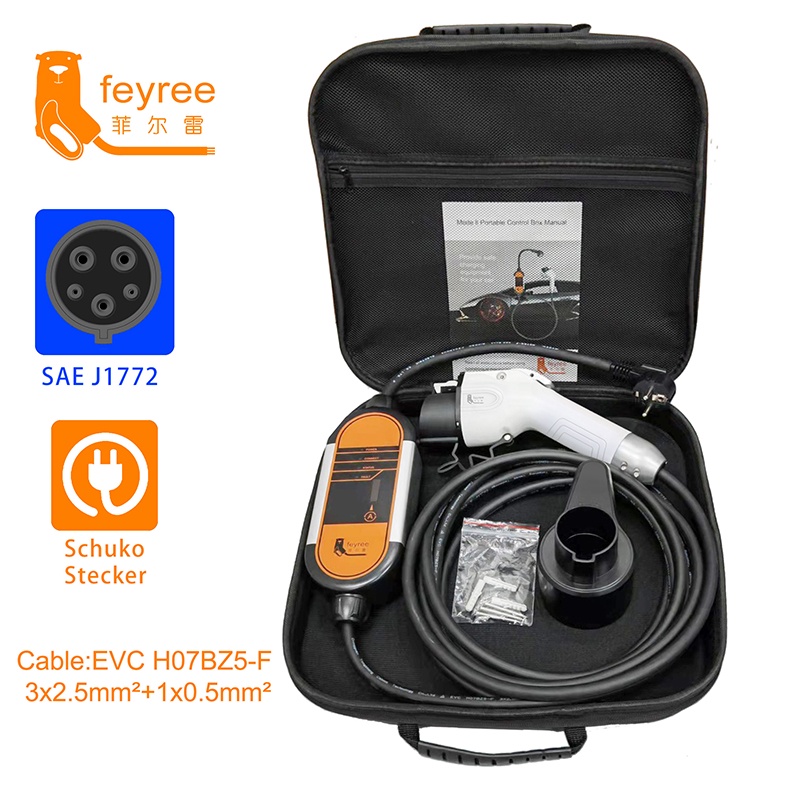 feyree Type1 j1772接口便攜式電動汽車充電適配器5米電纜 送搶座 帶手提包 -240V16A 3.5KW