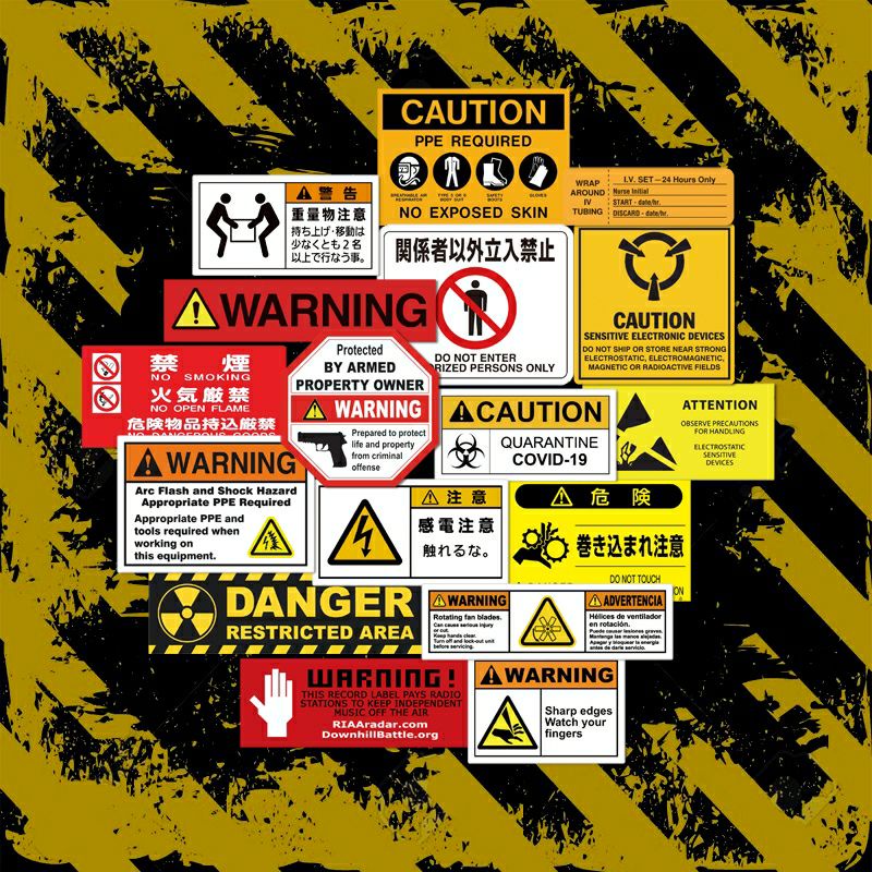 警戒危險標識警告/露營/防水/筆記本/電腦/貼紙/手機/裝飾/個性/警示貼紙