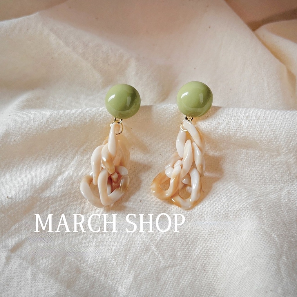 MARCH SHOP – 復古壓克力鍊條耳飾