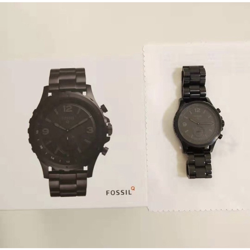 二手 正品FOSSIL Q Nate 智慧型多功能腕錶-黑/50mm FTW1115