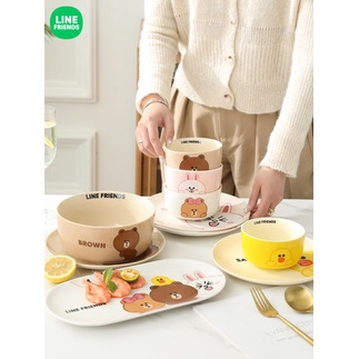 LINE FRIENDS 正版授權 陶瓷碗盤 陶瓷餐具組 熊大 莎莉 兔兔 熊美（套裝賣場）