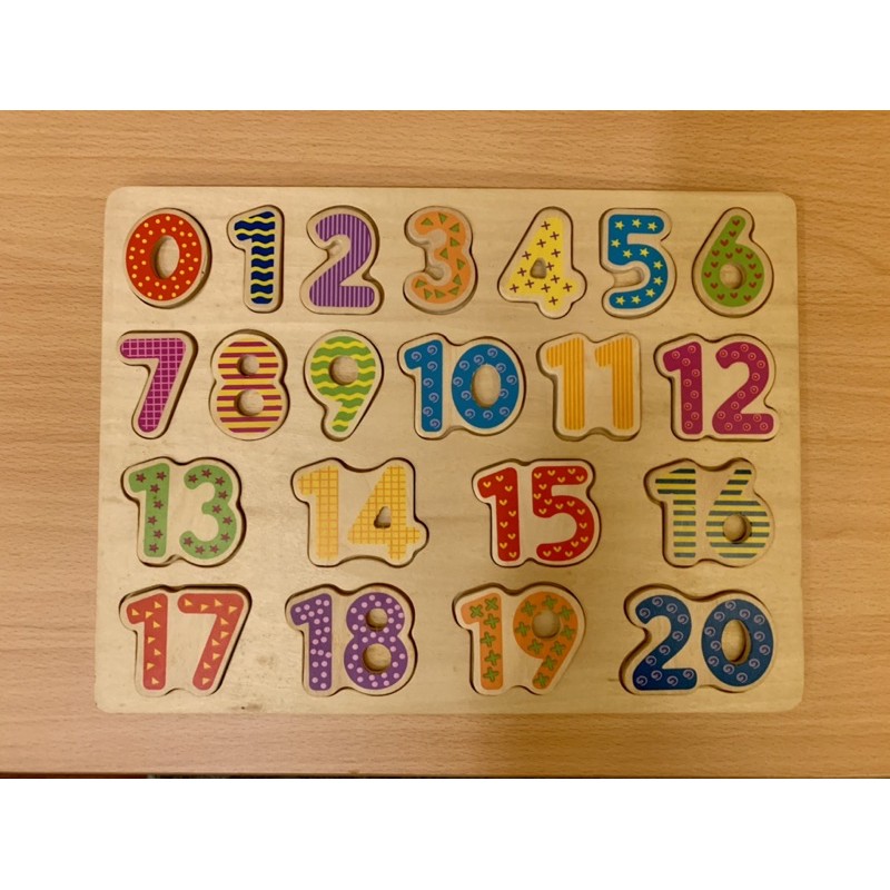 二手木製數字0-20配對拼圖