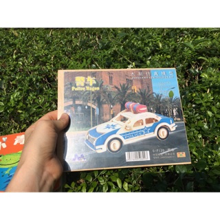 警車木質模擬模型。手眼協調 邏輯思考 專注力