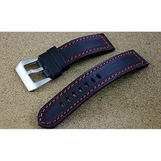 168錶帶配件~20mm直身Banda hamilton'新衣,飛行軍錶風格,紅色,橘色縫線真皮錶帶seiko