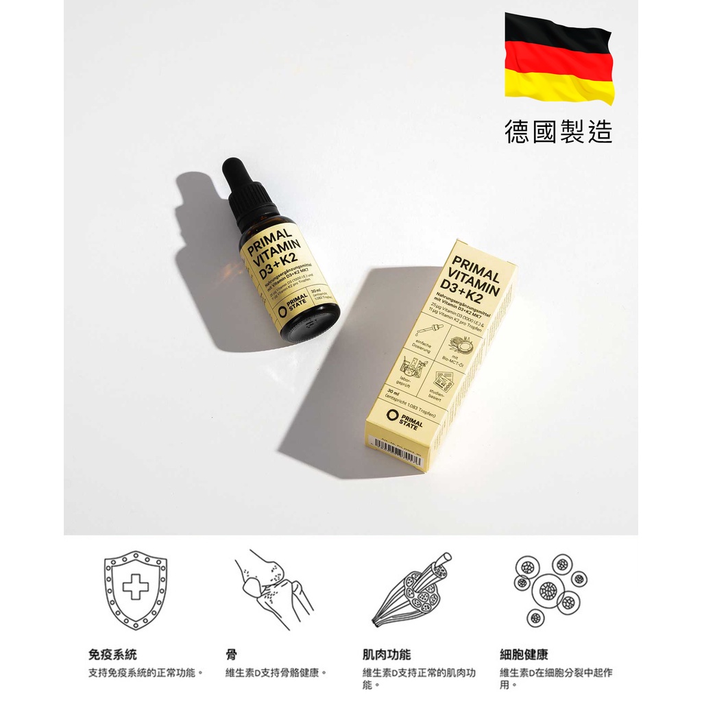 ［在途］🇩🇪德國製_高質量☀️維生素D3/K2滴劑-維他命D3-Primal Sun-PRIMAL STATE-德國代買