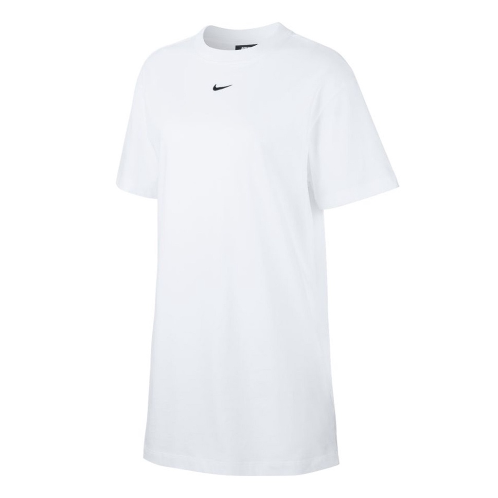 Nike 洋裝 NSW Essential Dress 白 女款 長版 短T 小Logo【ACS】 CJ2243-100