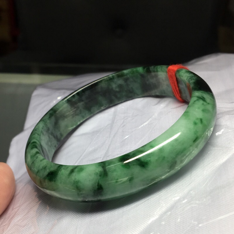 緬甸翡翠手鐲陽綠花青手鐲 18 4 蝦皮購物