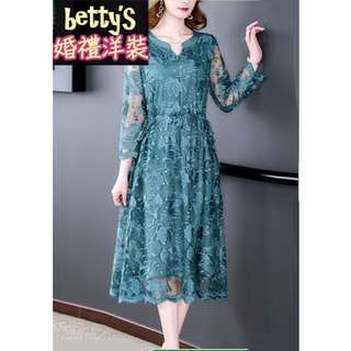 【L-5XL】媽媽禮服 媽媽裝 婆婆裝 婚禮洋裝 喜宴洋裝 大尺碼媽媽裝 媽媽洋裝 民族風洋裝 中國風洋裝V8E7X