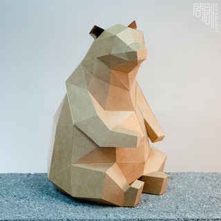 問創設計 DIY手作3D紙模型 禮物 擺飾 小動物系列 - 胖嘟嘟棕熊 (4色可選)