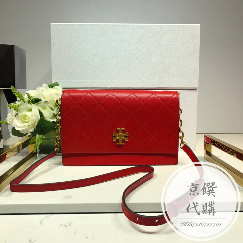 TORY BURCH TB包 斜背包  女包 化妝包 鑰匙包 零錢包 側背包 手機包 菱格包 鎖扣包 紅色