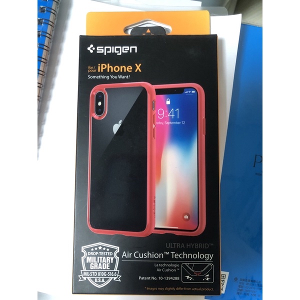 Spigen ultra hybrid iPhone X 透明紅框機殼