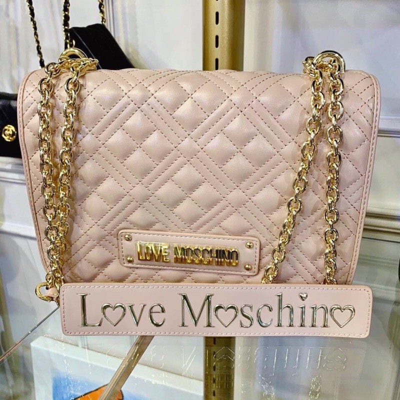 全新love moschino 大菱格紋鏈條包