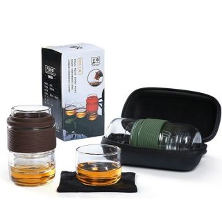 玻璃旅行茶具 茶具組 一壺二杯 茶具旅行 旅行茶壺組 旅行茶具