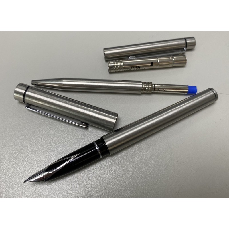 美國製 西華鋼筆對筆 Sheaffer Targa 鋼筆+原子筆 不銹鋼F尖 全新原子筆芯 全金屬筆身
