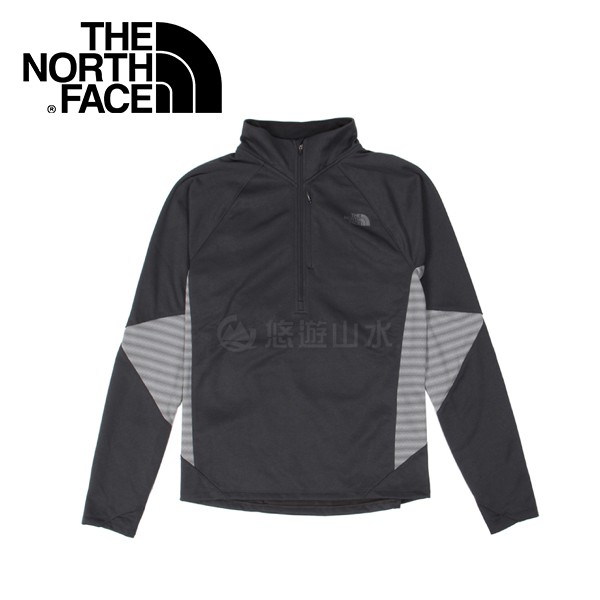 【The North Face 男款 半襟針織上衣《黑》】2V59J2G/長袖T恤/保暖上衣/長袖/悠遊山水