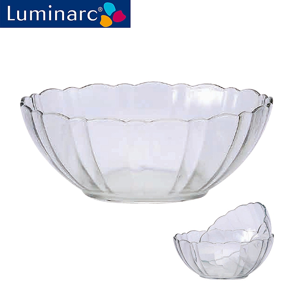 樂美雅Luminarc強化玻璃蓮花造型沙拉碗甜點碗15cm