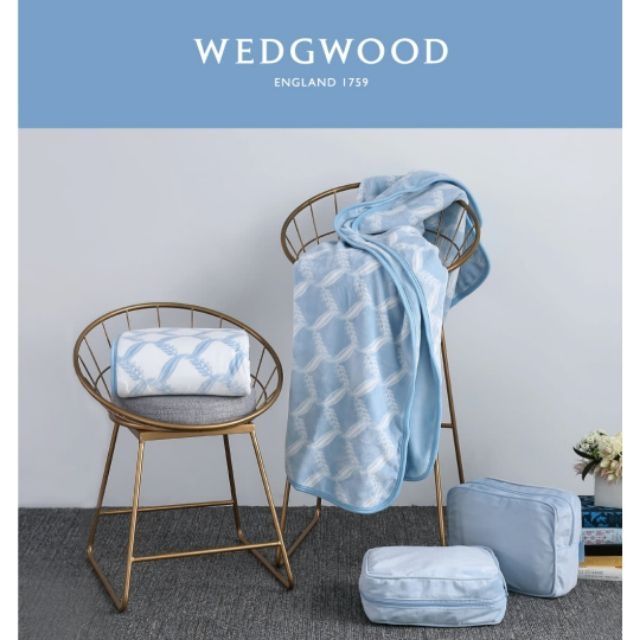 現貨 特價699元 原價3000多 WEDGWOOD桂冠之舞超細纖維印花旅行毯（藍）夏涼被 被子 毯子