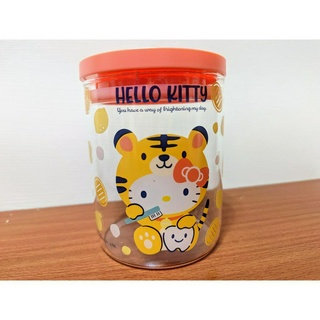 HELLO KITTY 玻璃儲物罐 / HELLO KITTY 玻璃密封罐 / 橘紅色 / 全新