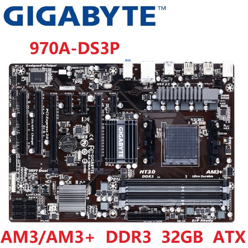 技嘉二手主板 GA-970A-DS3P 插座 AM3/AM3+ DDR3 970A-DS3P 32GB 970台式機主板