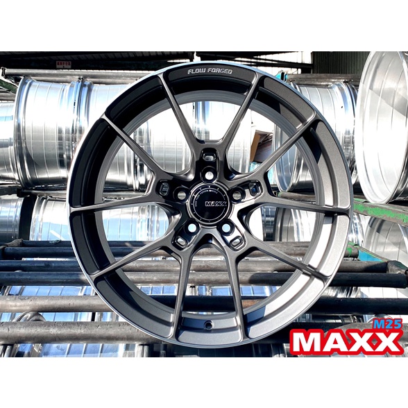 MAXX M25 18吋鋁圈 5孔100 5孔108 5孔112 5孔114 5孔120 旋壓輕量化 平光灰車邊