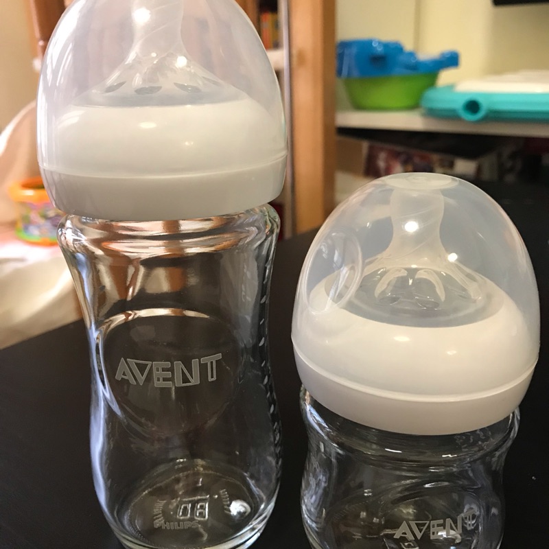 【PHILPS AVENT】親乳感玻璃奶瓶240ml+120ml-共2入+4個2號奶嘴+六甲村拋棄式奶瓶