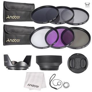 Andoer 67mm 鏡頭濾鏡套件 UV + CPL + FLD + ND (ND2 ND4 ND8) 帶便攜袋 /