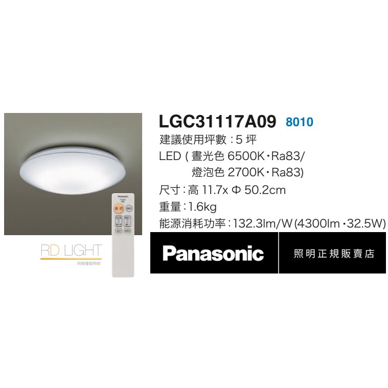 2019 Panasonic HH-LGC31117A09 LED32.5W 吸頂燈 銀框 銀炫 日本原裝進口 五年保固