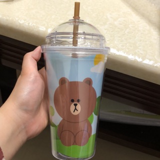 熊大造型隨手杯，隨行杯，雙層杯 環保杯