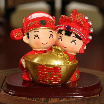 【吾家有囍】中國風Q版结婚娃娃擺飾安床娃娃(不含底座)