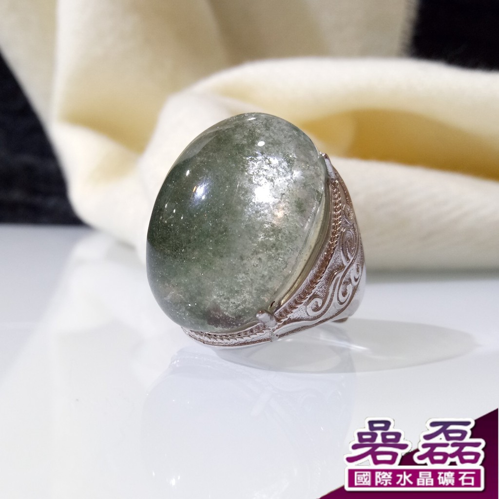 綠幽靈 漂亮千層 異象風景 大顆有型 戒指《碞磊國際水晶礦石》【編號】EDGR0001