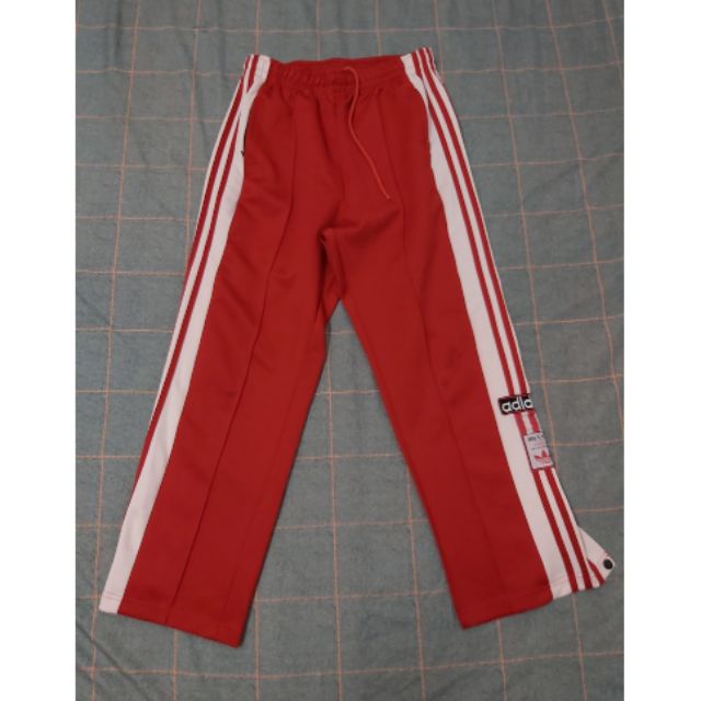 NO.45 愛迪達Adidas Original排扣古著感紅色落地運動寬褲