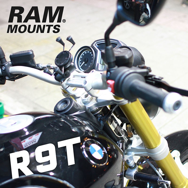 。摩崎屋。RAM MOUNT BMW R9T Ninet 實車安裝,可安裝4~6吋手機,UN7BU/367U