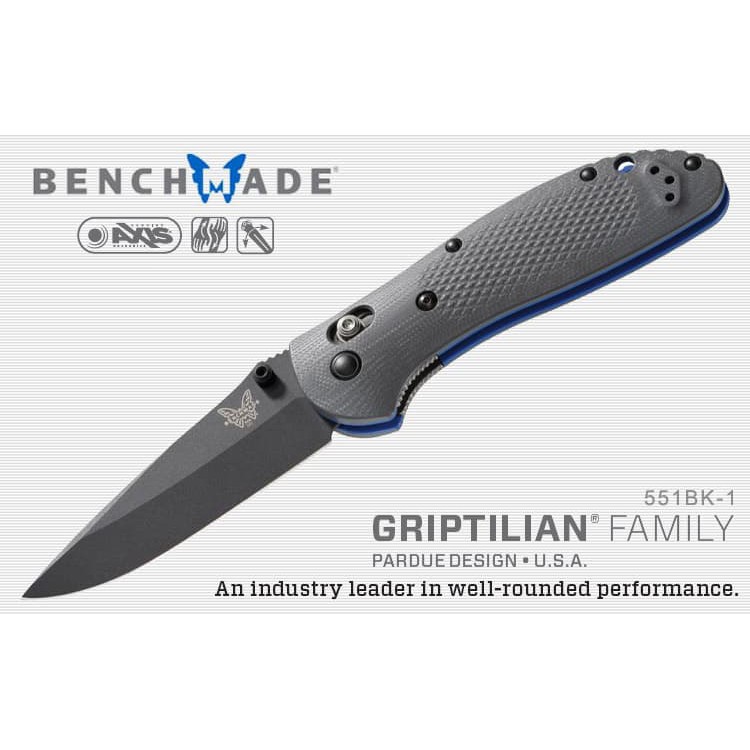 Benchmade 551-BK Griptilian灰G10柄黑刃折刀 /CPM-20V鋼