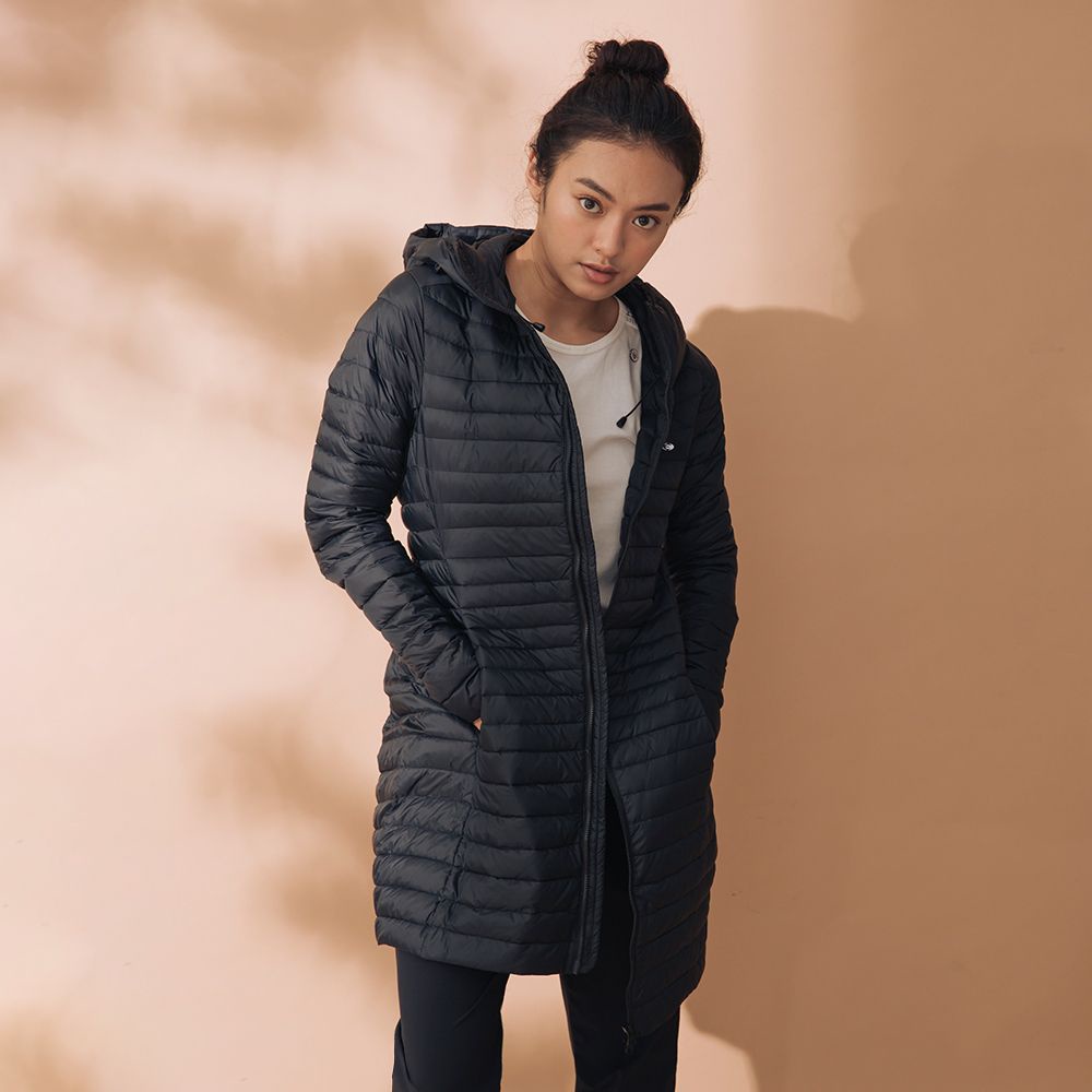 法國【EiDER】女輕量保暖透氣長版羽絨外套 / 8EIV2807-[綠、黑]