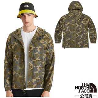 【美國 The North Face】男款 輕質舒適透氣耐磨防撕裂連帽外套.風衣/適登山健行 /5JY6-N4B 綠迷彩