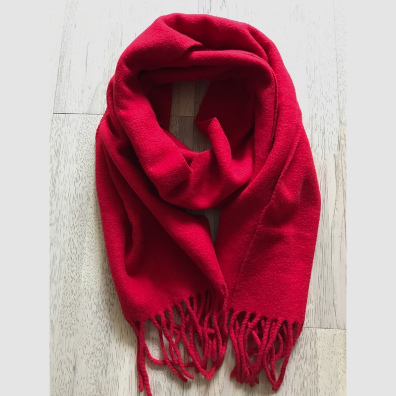 歐美品牌Trussardi 專櫃正品 羊毛圍巾 正紅 保暖度佳 禦寒必備