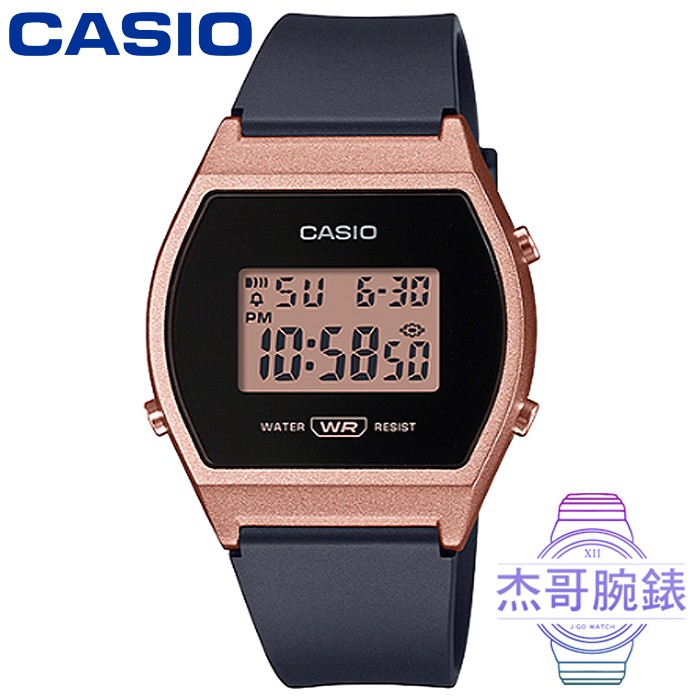【杰哥腕錶】CASIO卡西歐酒桶型膠帶電子錶-古銅金 / LW-204-1A (台灣公司貨)