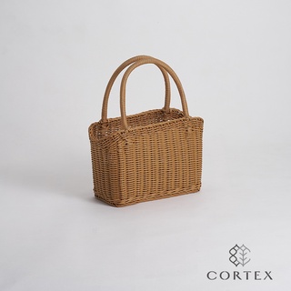 CORTEX 編織籃 仿籐籃 提籃 野餐籃 購物籃 小型 卡其色