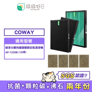 綠綠好日 抗菌 濾芯 蜂巢顆粒活性碳 兩年組 適 COWAY AP-1220B 清淨機 空氣清淨機