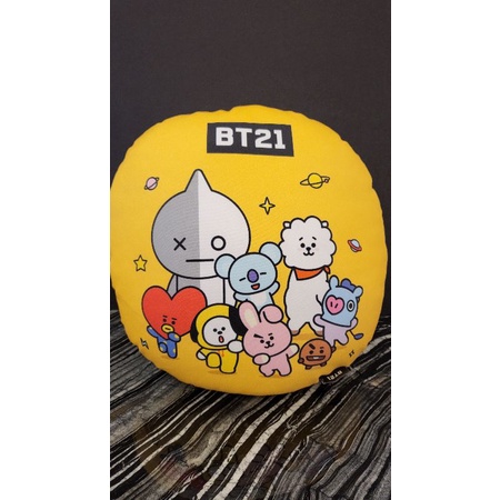 【全新】BT21黃款沙發軟靠枕 圓形小抱枕 家居