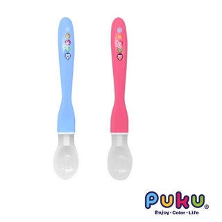 PUKU嬰幼兒用矽膠安全湯匙 藍粉兩色