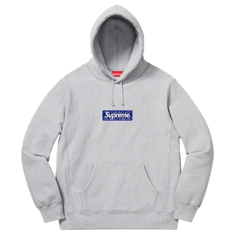 【正品】Supreme Box logo 變形蟲 帽T Bandana Hoodie Sweatshirt 灰色M號