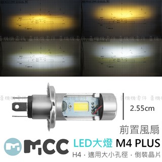 【M4 PLUS LED大燈】M4+ H4、HS1直上 前置風扇 獨家倒裝COB晶片 高亮度 不散光 SLO速辰