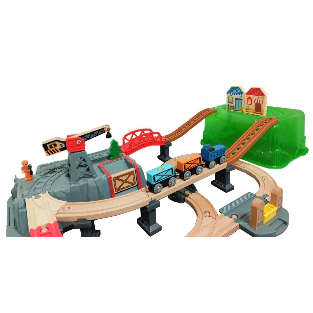 德國 Hape 火車軌道運輸組 建築家木製軌道玩具組