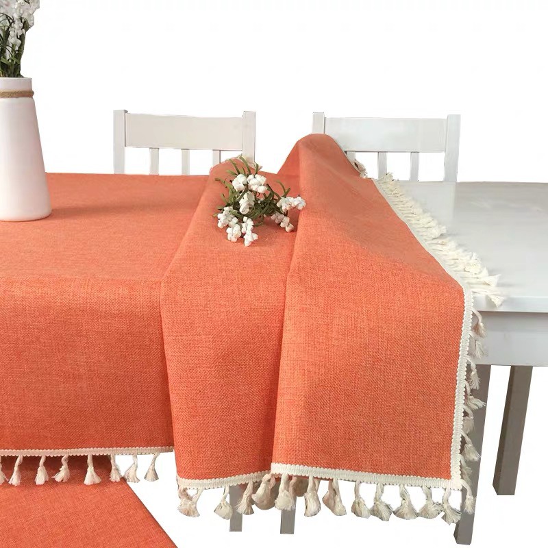 幸百佳家居 純色主義 純棉麻布料 七色現貨 簡約亞麻北歐風純素色桌布個性流蘇台佈攝影背景裝飾素面桌布桌巾簡約棉麻